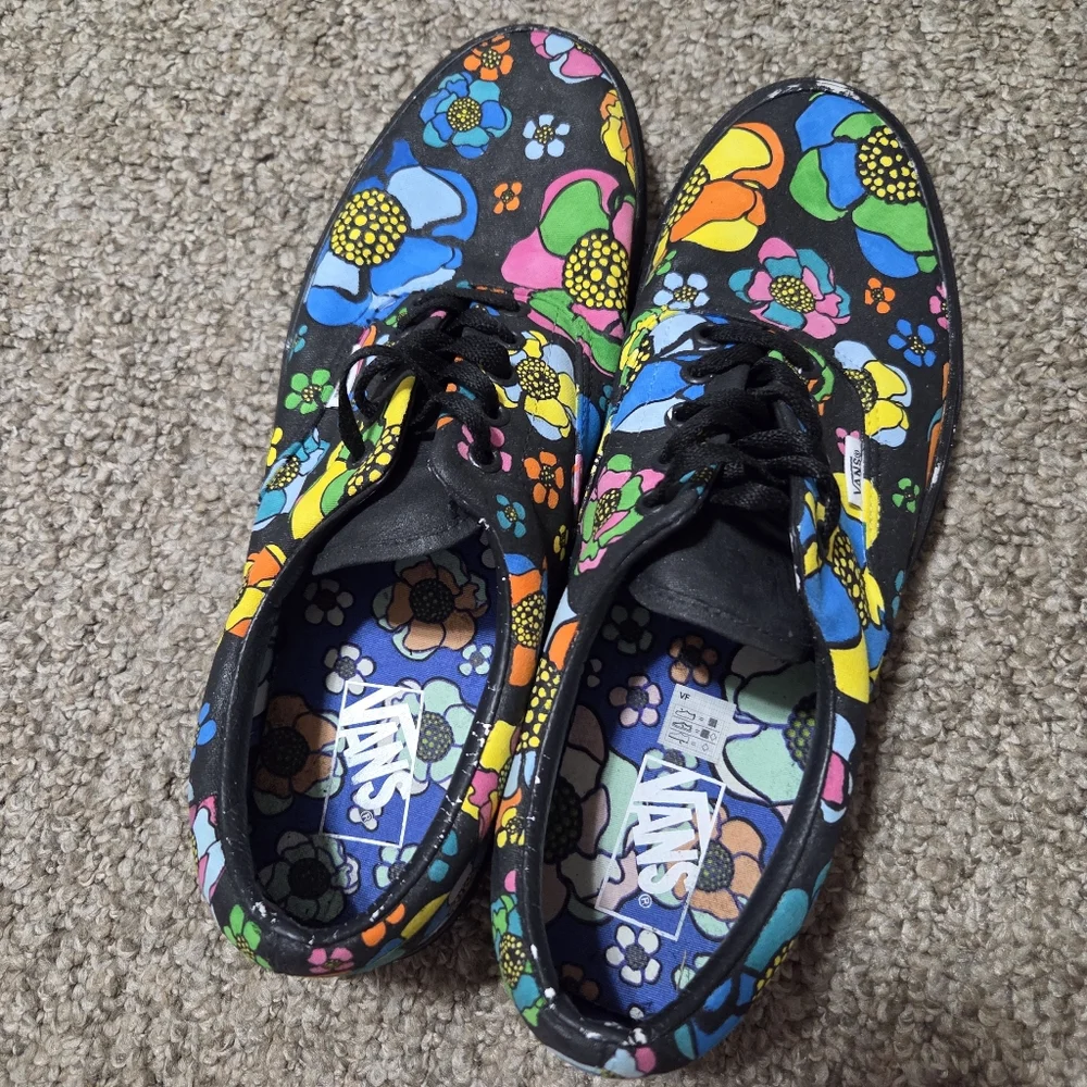 Vans Era U-Color Black‎ Floral MENS Size 12 Skate Shoes - Picture 10 of 14